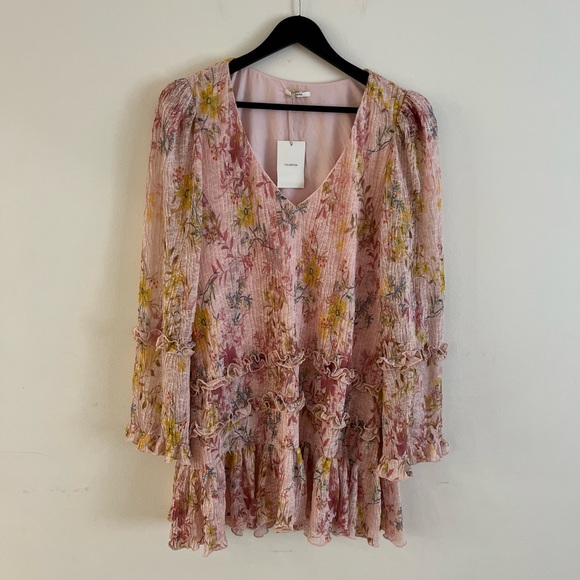 Tularosa Pink Floral Ruffle Blouse M - Picture 2 of 5